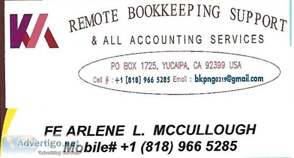 REMOTE BOOKKEEPING SUPPORT and ALL ACCOUNTING SERVICES