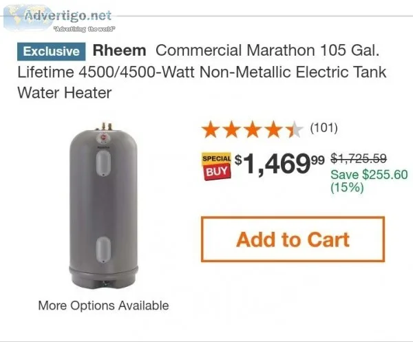 Rheem 105gal. electric water heater