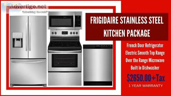 Frigidaire Stainless Steel 4 Set Appliances Kitchen Package New