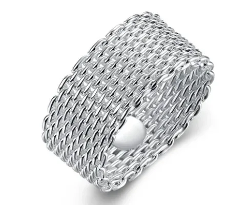Sterling Silver Plated Woven Mesh Ring