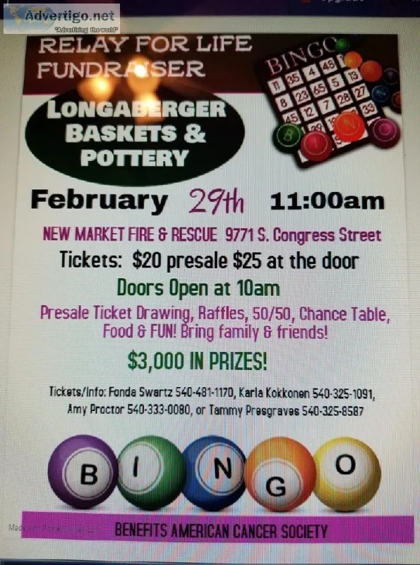 Relay for life Basket Bingo