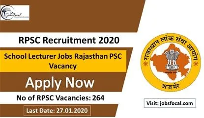 RPSC Recruitment 2020 (264) School Lecturer Jobs Rajasthan PSC V