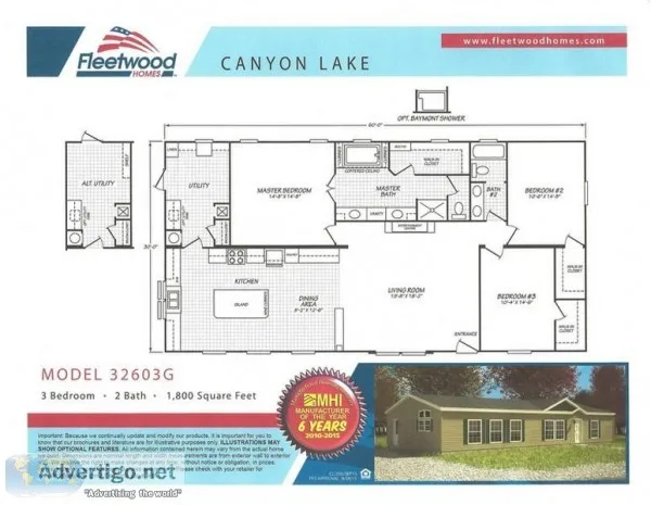 Brand New Fleetwood 32x64 3 Bed 2 Bath Mobile Home