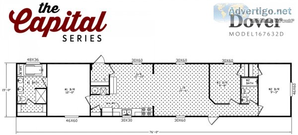 New Hamilton 16x80 3 Bed 2 Bath Mobile For Sale