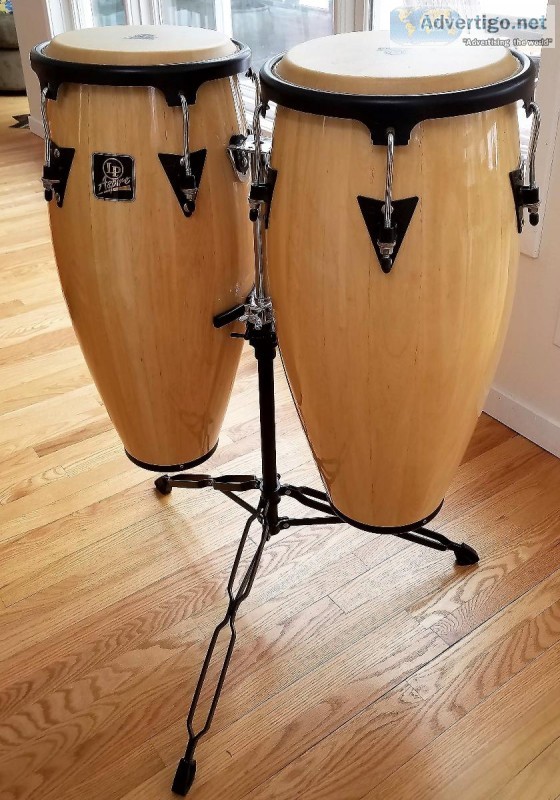 Conga set Latin Percussion Natural Wood Finish