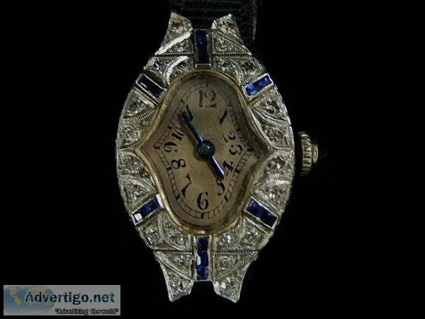 ANTIQUE DIAMONDSAPPHIRE MOVADO WATCH
