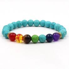 7-Chakra Bracelet with Real Turquoise