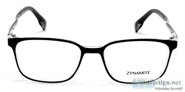 Square Eyeglass for Men Black and White Transparent Front with B