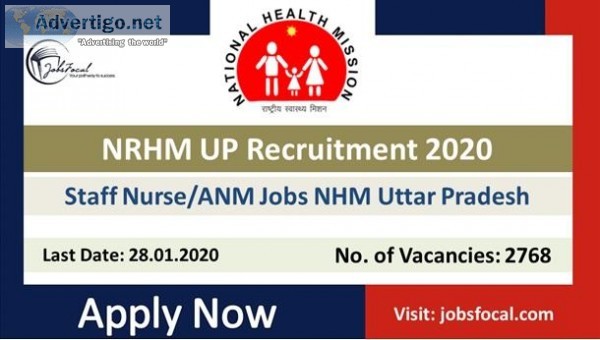 NRHM UP Recruitment 2020 (2765) Staff NurseANM Jobs NHM Uttar Pr