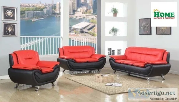 LIVING ROOM 3 PIECES RED AND BLACK COLOR FOR SALE