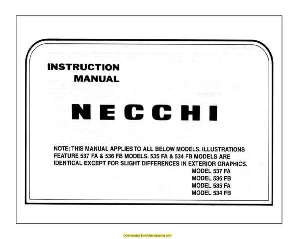 Necchi 534FB-535FA-536FB-53 7FA Sewing Machine Manual
