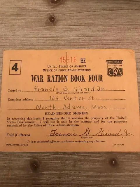War Ration Books Four from N Adams. Are they yours