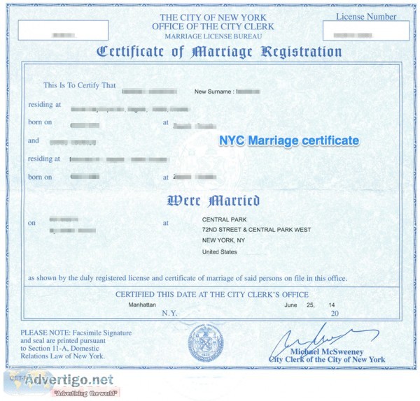 APOSTILLED ALBANIAN NYC MARRIAGE CERTIFICATE TRANSLATIONS