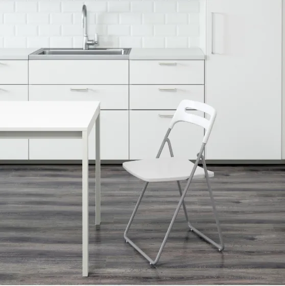 IKEA NISSE Folding chair silver-colourwhite