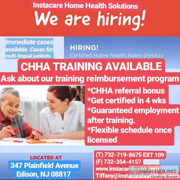 INSTACARE IS NOW OFFERING CHHA CLASSES.