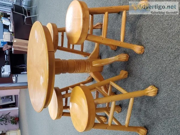 Large Wooden Table and Stool Set