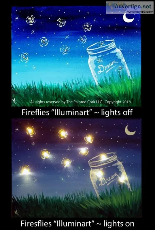 Folsom Family Room 37 Fireflies at Dusk  COMES WITH LED LIGHTS  