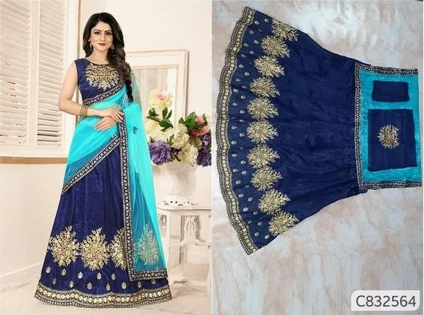 Catalog Name  Gorgeous Banglori Satin Embroidered Zari Work Lehe