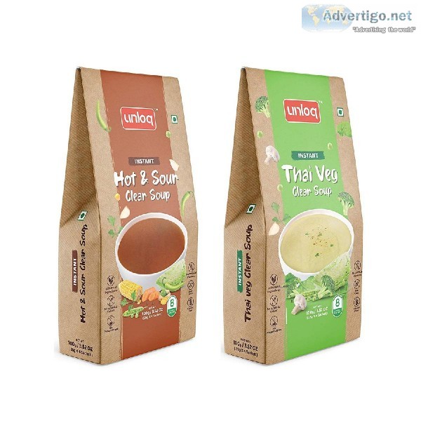 Unloq Thai Veg Clear Soup and Hot and Sour Veg Soup Instant Soup