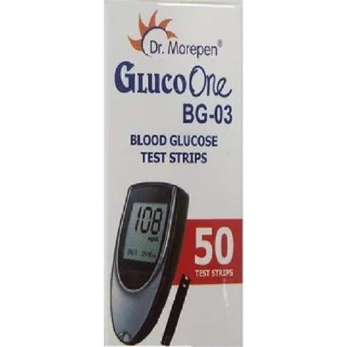 Dr. Morepen BG-03 Blood Glucose Test Strips 50 Strips (BlackWhit