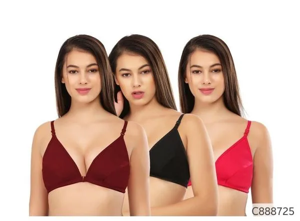Catalog Name  Women s Cotton Solid Non-Padded Front Open Bra Pac