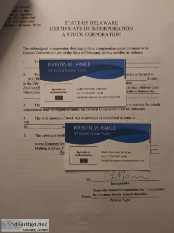 U.S. CORPORATE DOCUMENT EXPRESS TRAVELING APOSTILLE SERVICES