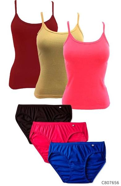 Catalog Name  Women s Cotton Blend Spaghettis And Briefs Combo O