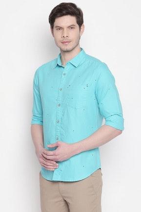 Men Shirt - Printed Sea Green