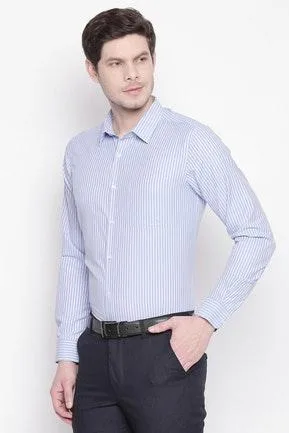 Men Stripe Blue Office Shirt for Sale