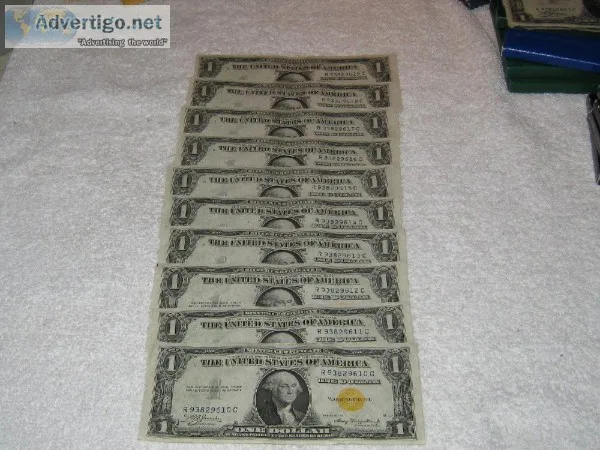 10 bill set 1 - 1935A Gold Seal North Africa - Sequential serial