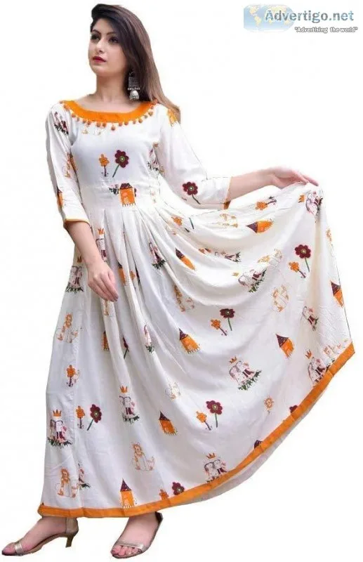 Milr Creation Women s Rayon Kurti (White 7516 Large) 60% off