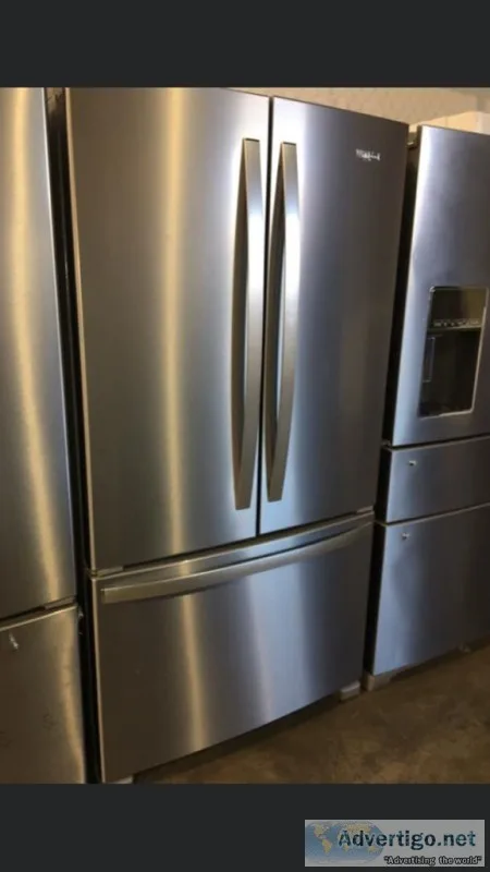 New open whirlpool refrigerator stainless steel
