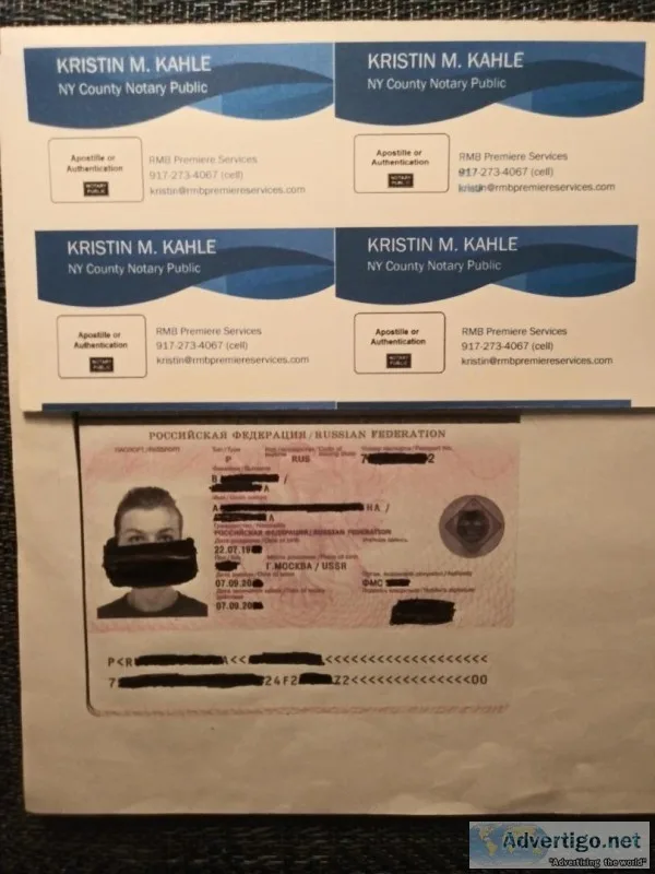 RUSSIAN MANHATTAN NOTARY LEGALIZATION and APOSTILLE SERVICES (7 