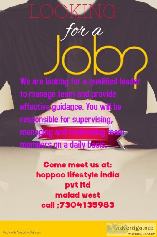 Incredible work opportunity to work according to your rules and 