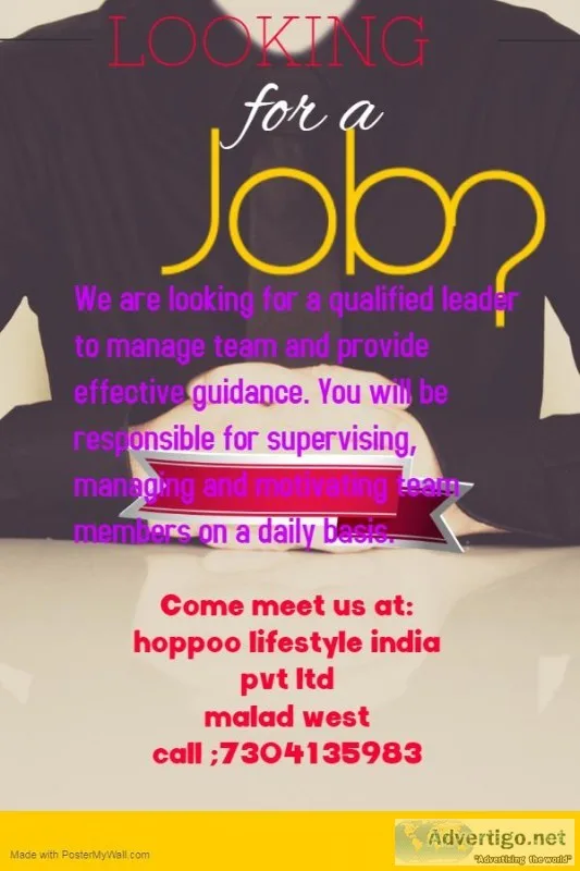 Incredible work opportunity to work according to your rules and 