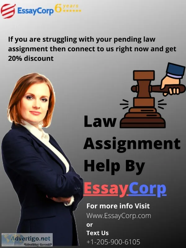 Get 20% Discount on Law Assignment Help  By EssayCorp