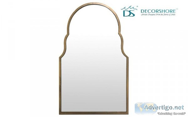 Moroccan Arch Shaped Decorative Wall Mirror In Brushed Gold Fini