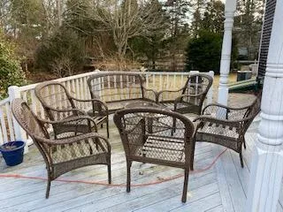 7 piece outdoor wicker set chairstable