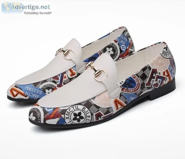 Mens Graffiti Print Loafers