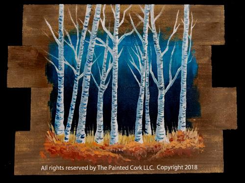 Sacramento Studio 37 Rustic Birches on Wood Panel Surface  Ages 