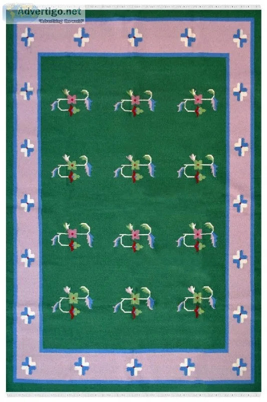 FLORAL SERIES FLAT WOVEN WOOLEN DHURRY