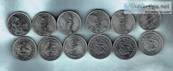 10 CIRCULATED 1986 Mexico Mexican 1 Peso Old Coin Jos&eacute Mor