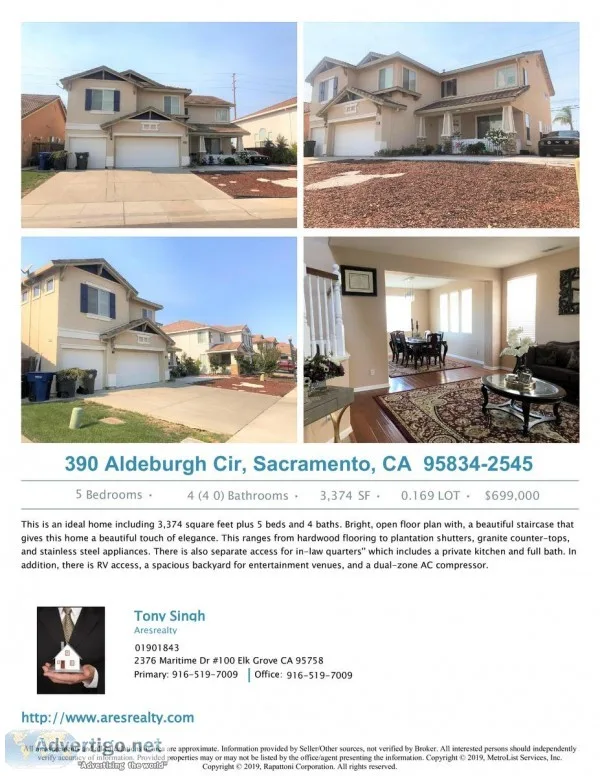 390 Aldeburgh Cr. Sacramento Ca 95864