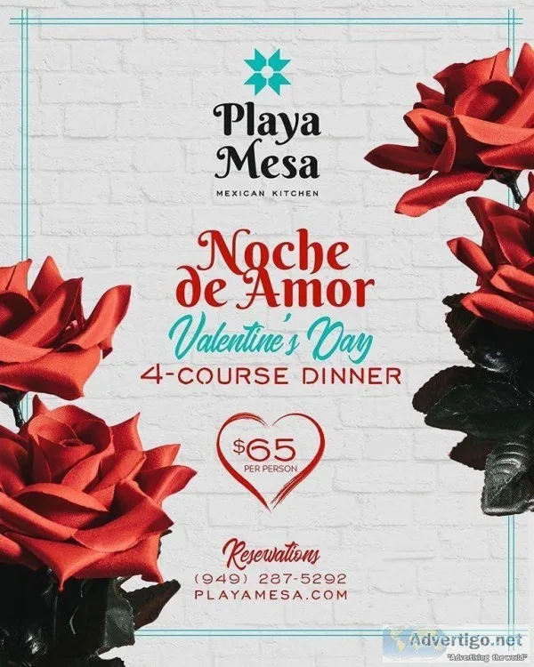 Valentine s Day special - 4 Course Dinner with Playa Mesa
