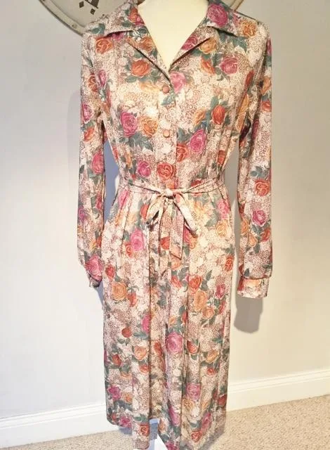 70&rsquos Vintage Ina Carol Secretary Dress Tobacco Rose Emerald