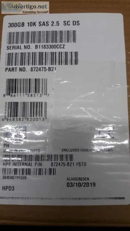 PN   872475-B21 HP G8-G10 300-GB 12G 10K 2.5 SAS
