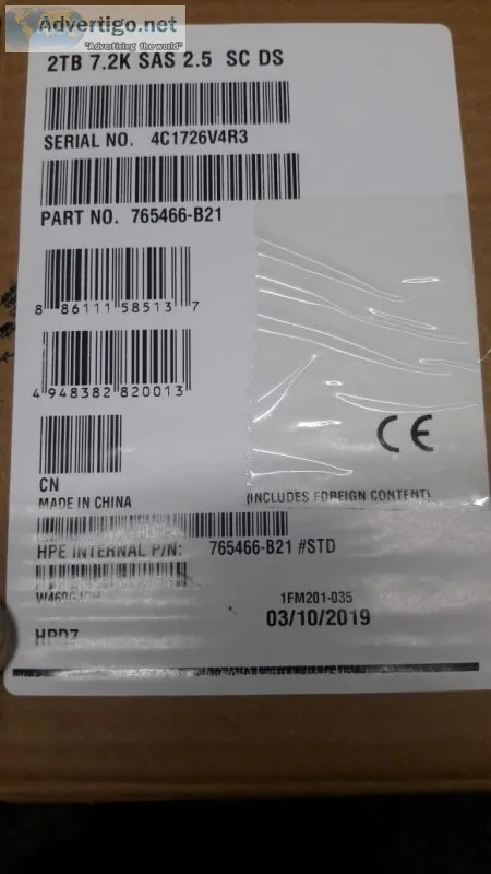 PN 765466-B21 HP G8-G10 2-TB 12G 7.2K 2.5 SAS