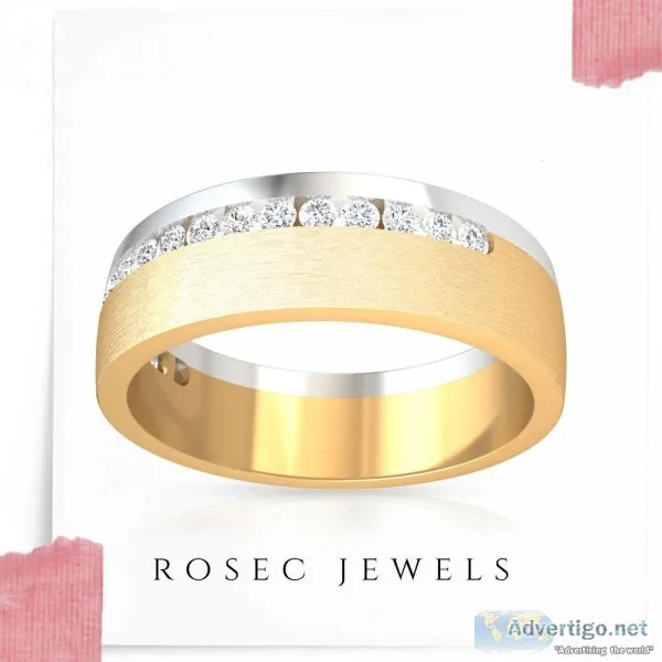 Mixed Metal Wide Wedding Ring