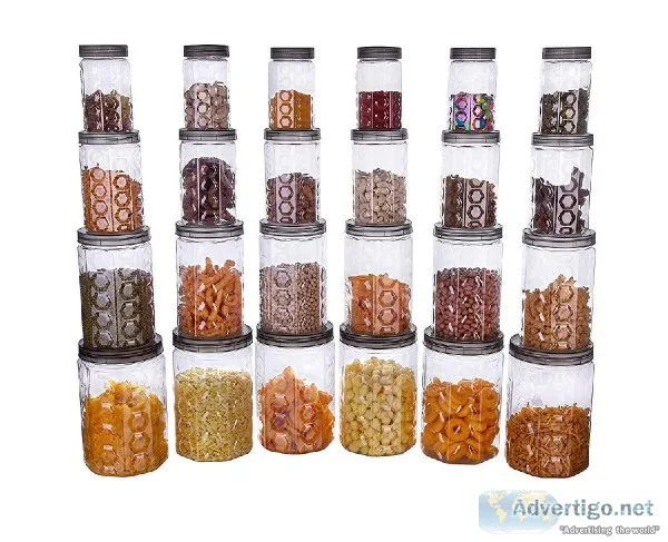Shree Hari Har Round Plastic Jar Kitchen Container Set with Rust