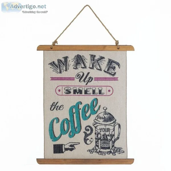 COFFEE PERK UP LINEN WALL ART